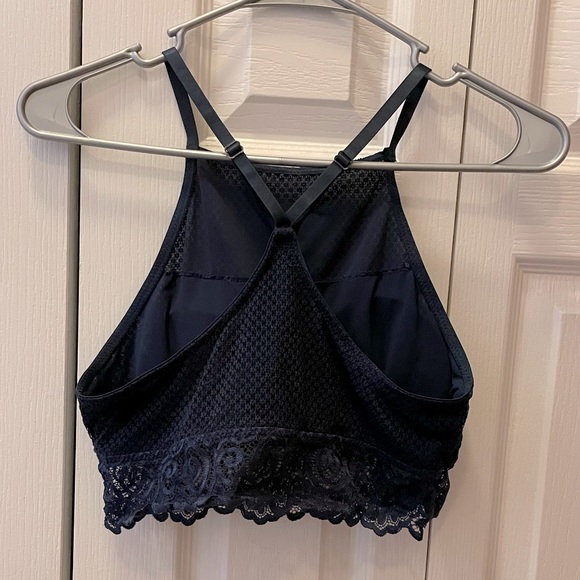 High-neck Lace Padded Bralette - Navy - Picture 3 of 3